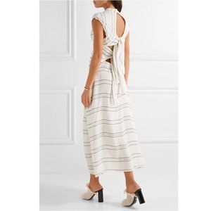PROENZA SCHOULER Frayed Knotted Striped Crepe Midi Dress Ivory